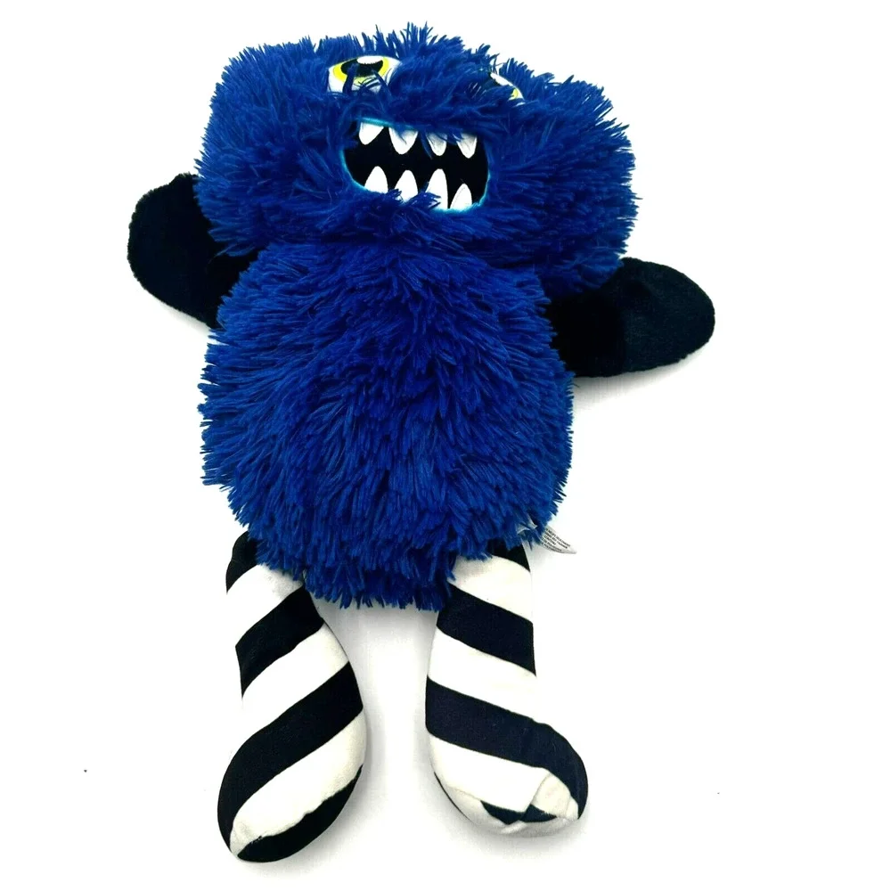 BUILD A BEAR Blue Furry Mixter Monster Plush‎ black arms striped legs Halloween